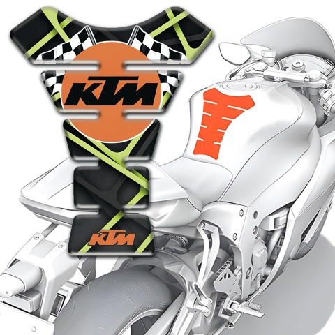 KTM Tank Pad Protector Dark Base with Green lines Style 