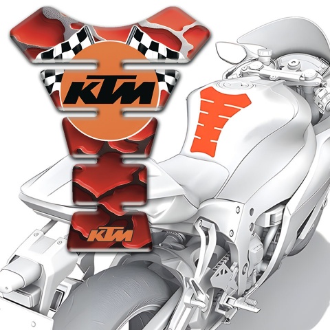 KTM Tank Pad Motorbike Red Clouds Base Effect with Flags Logo 
