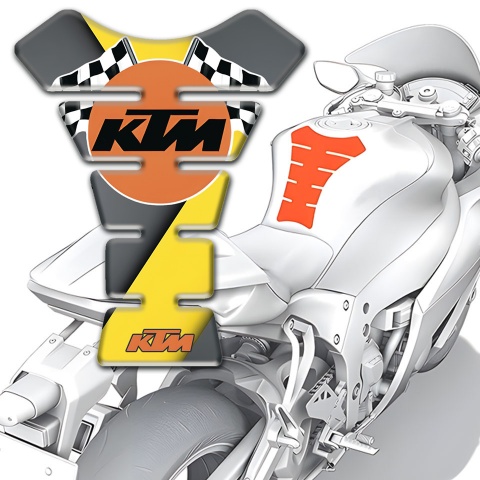 KTM Tank Protector Gray Yellow Print with Flags Logo 