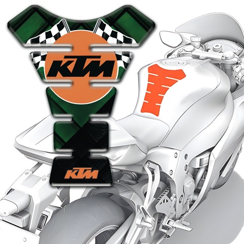 KTM Tank Guard Pads Dark Green Parts Base and Flags Logo Style 