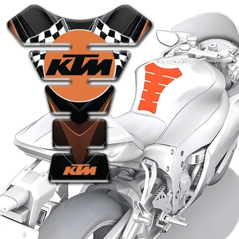 KTM Tank Pad Protector Black Brown Base Round Logo Style 
