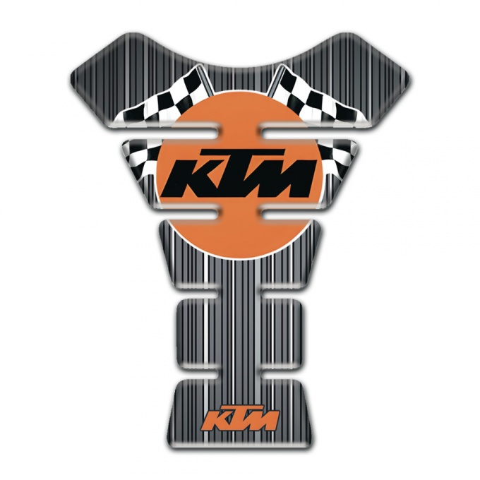 KTM Tank Fuse Gray with White Stripes Base and Flags Logo 
