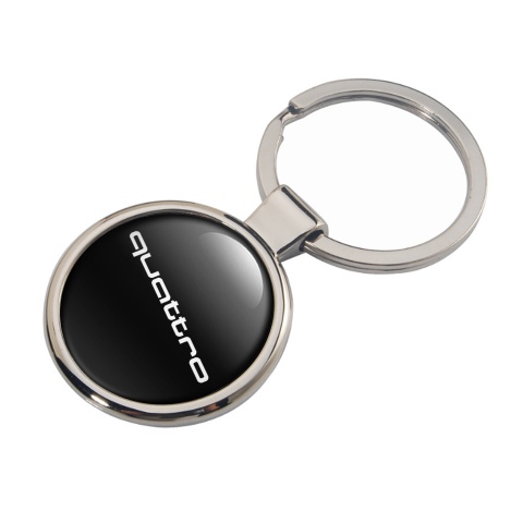 Audi Quattro Keychain Metal Black White Logo Design