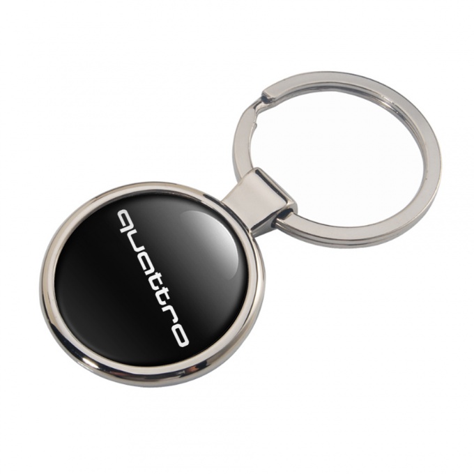 Audi Quattro Keychain Metal Black White Logo Design