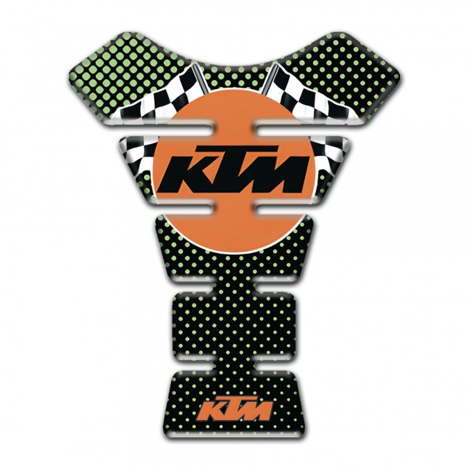 KTM Tank Guard Pads Green Dots Base with Flags Logo Style 
