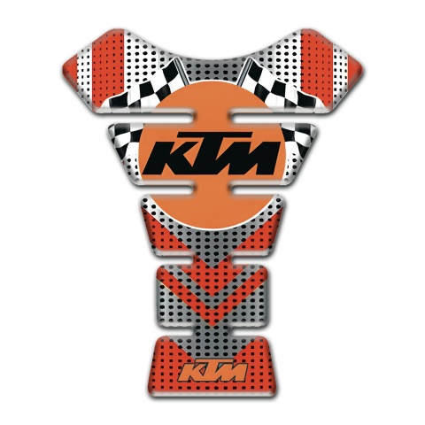 KTM Tank Pad Protector Silver Red Logo with Orange Logo 