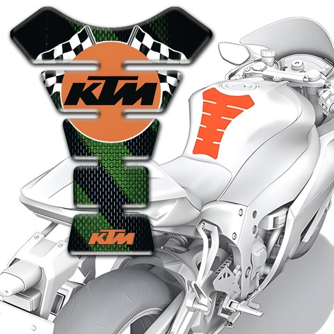 KTM Tank Fuse Black with Green Band Base and Round Logo 