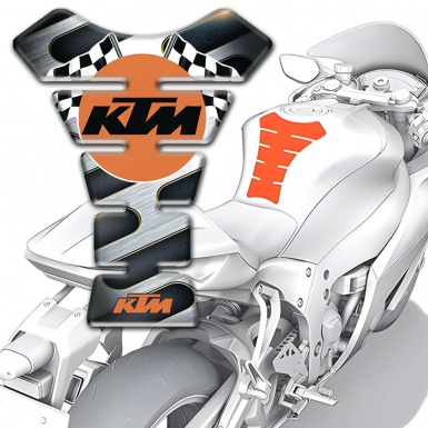 KTM Tank Pad Motorbike Metal Effect base and Round Logo 