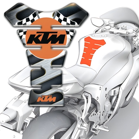 KTM Tank Pad Motorbike Metal Effect base and Round Logo 