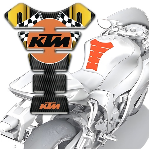 KTM Tank Pad Motorbike Yellow Black Design and Round Logo Style 