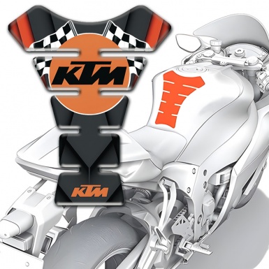 KTM Tank Pad Protector Dark with Orange Motive Base and Flags Logo 