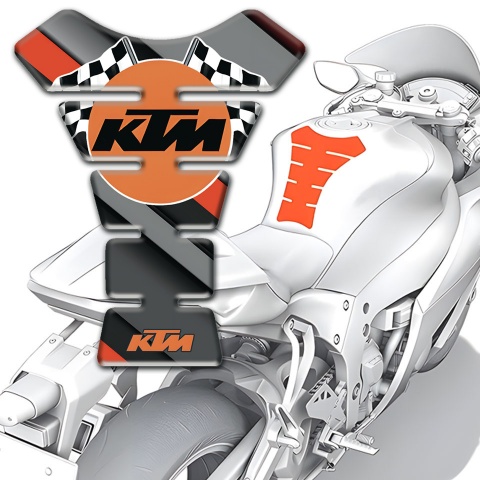 KTM Tank Fuse Orange Gray Diagonal Decoration wth Flags Logo