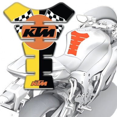 KTM Tank Guard Pads Black Yellow Halves Base and Racing Logo 