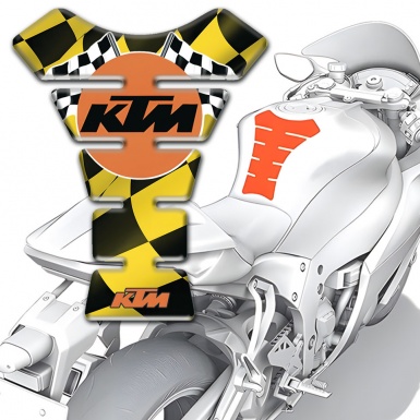 KTM  Tank Protector Black Yellow Squares Base and Racing Logo Style 
