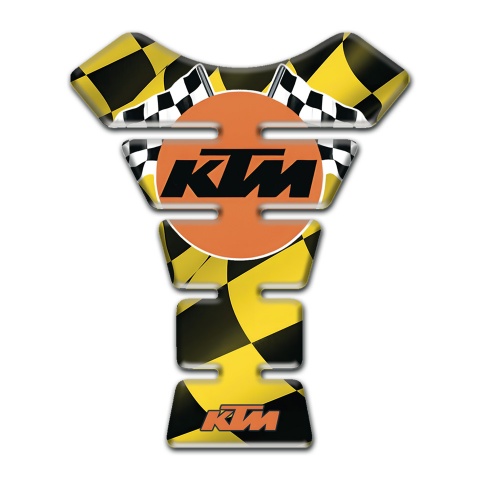 KTM  Tank Protector Black Yellow Squares Base and Racing Logo Style 
