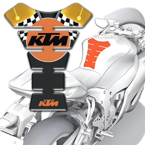 KTM Tank Fuse Anti Slip Sticker Black Yellow Style Racing Logo 