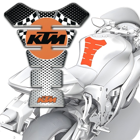 KTM Tank Pad Motorbike Silver Black Base and Flags Logo Style 