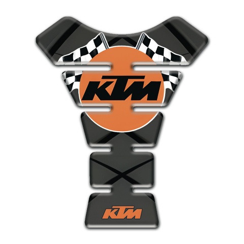KTM Tank Pad Protector Gray with Black Lines Base Racing Flags Logo 