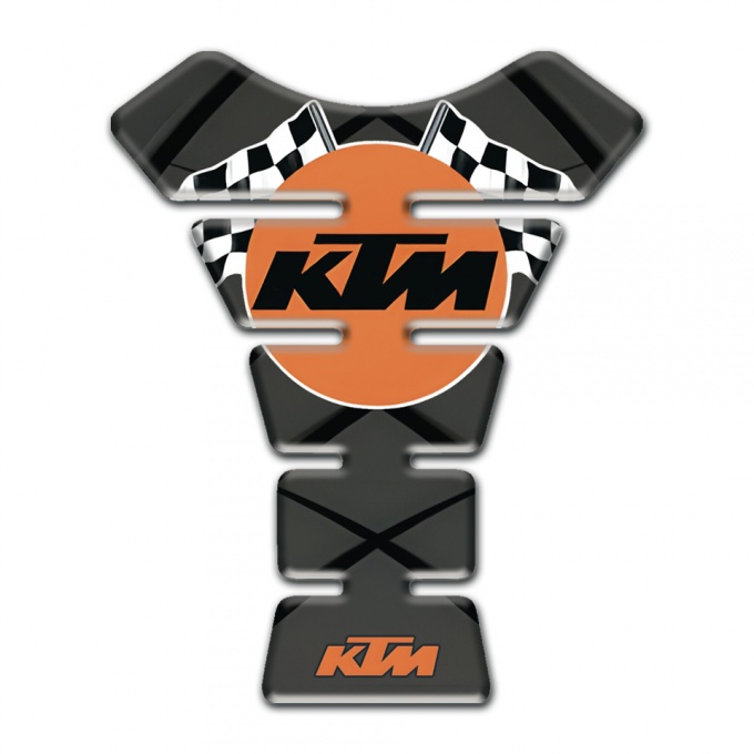 KTM Tank Pad Protector Gray with Black Lines Base Racing Flags Logo 