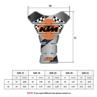 KTM Tank Pad Protector Gray Diagonal Band Base and Racing Flags Logo 
