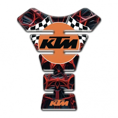 KTM Tank Pad Motorbike Red Spider Web Design with Round Orange Logo 