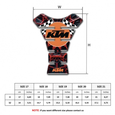 KTM Tank Pad Motorbike Red Spider Web Design with Round Orange Logo 