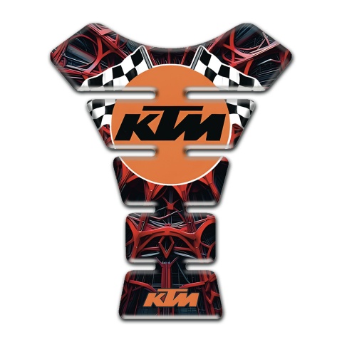 KTM Tank Pad Motorbike Red Spider Web Design with Round Orange Logo 