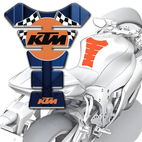 KTM Tank Protector Dark Blue Print and Racing Flags Logo 