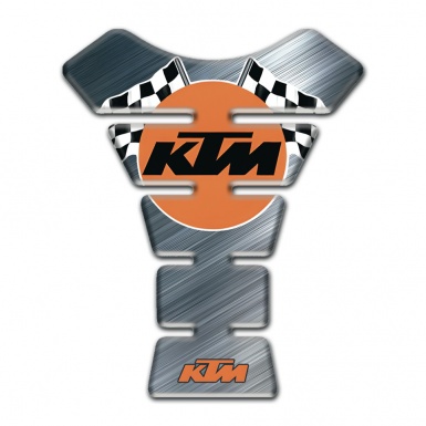 KTM Tank Pad Motorbike Polished Base with Racing Flags Logo 