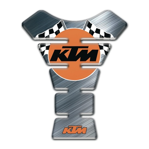 KTM Tank Pad Motorbike Polished Base with Racing Flags Logo 