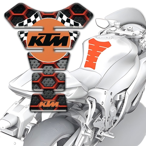 KTM Tank Protector Motorcycle Style with Red Grid Print 
