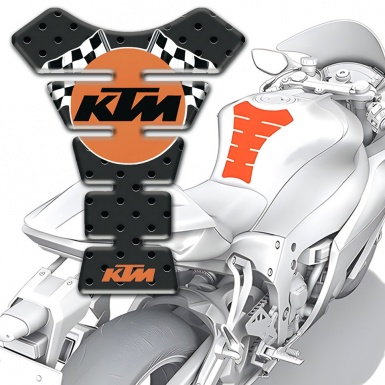 KTM Tank Guard Pads Perforated Rubber Base with Racing Flags Logo 