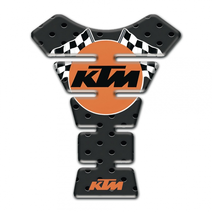 KTM Tank Pad Motorbike Black Perforated Surface with Round Logo 