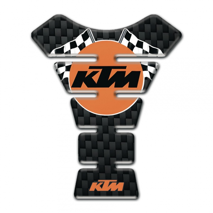 KTM Tank Protector Black Fibers Base Racing Flags Logo 