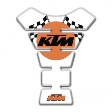 KTM Tank Guard Pads White Base Racing Logo