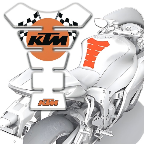 KTM Tank Guard Pads White Base Racing Logo 