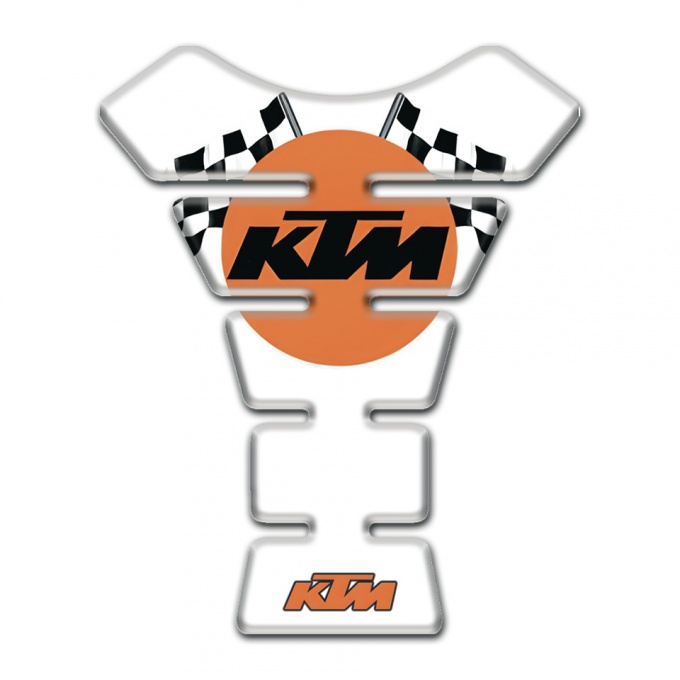 KTM Tank Guard Pads White Base Racing Logo