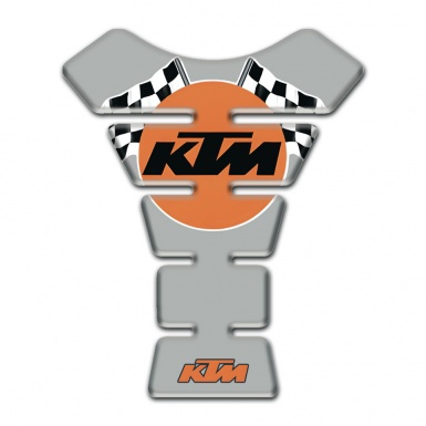 KTM Tank Guard Pads Gray Base Racing Flags logo 