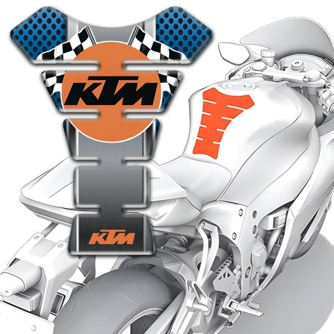 KTM Tank Guard Pads Perforated Blue Base and Racing Logo 
