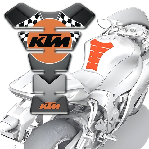 KTM Tank Pad Motorbike Gray Nuances Base Racing Flags Logo 
