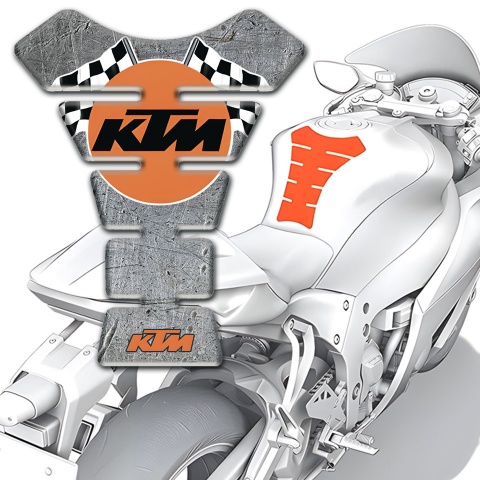 KTM Tank Guard Pads Stone Effect Base and Racing Flags Logo 