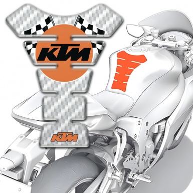 KTM Tank Protector White Carbon Base Racing Logo 