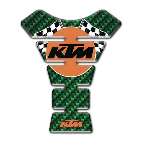 KTM Tank Guard Pads Green Carbon Base Racing Flags Logo 