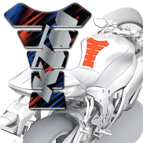 KTM Tank Protector Black with Blue Red patterns Base and Gray Logo 