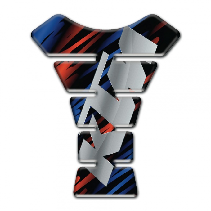KTM Tank Protector Black with Blue Red patterns Base and Gray Logo