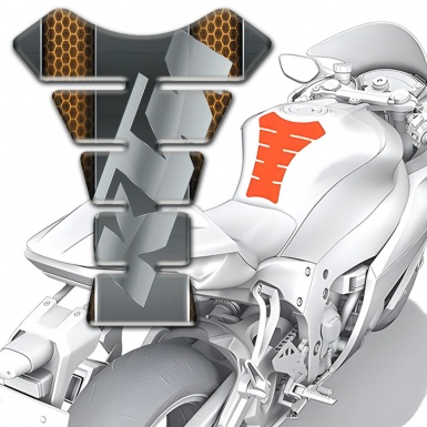 Tesla Tank Guard Pads Copper Honeycomb Motive and Gray Logo