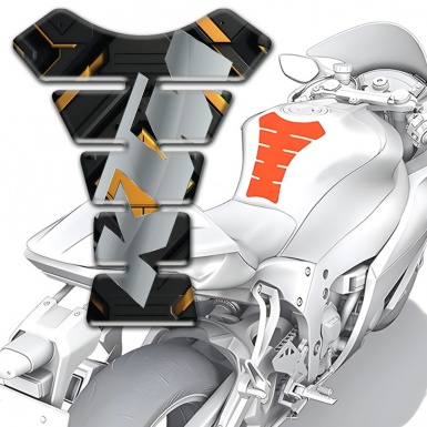 KTM Tank Pad Protector Black Yellow Background and Gray Logo Design