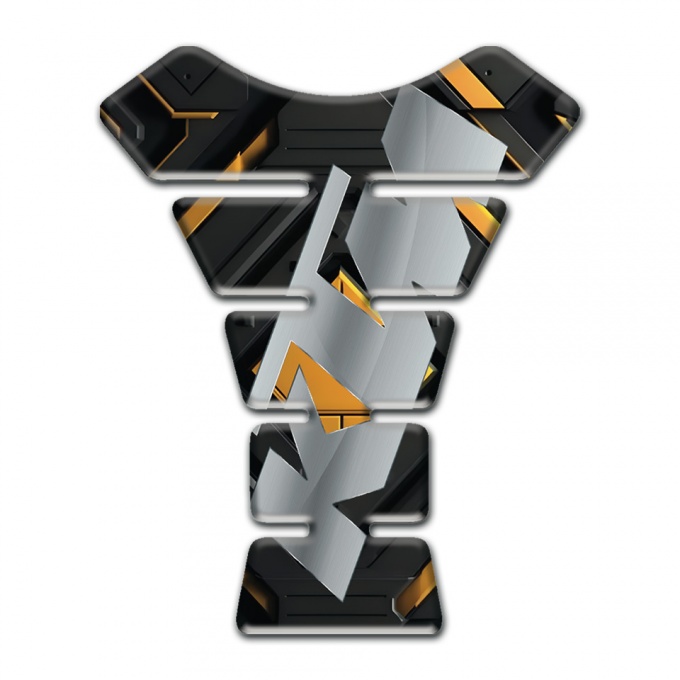 KTM Tank Pad Protector Black Yellow Background and Gray Logo Design