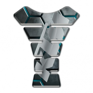 KTM Tank Guard Pads Gray Figures with Turquoise Chanels Design