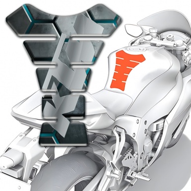 KTM Tank Guard Pads Gray Figures with Turquoise Chanels Design